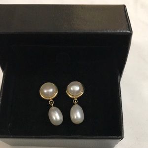 14k and cultured pearl earrings